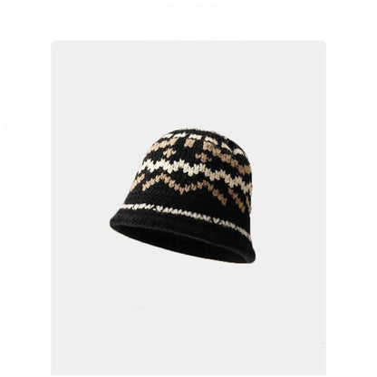 Fair Isle Jacquard Fisherman Hat - Women's Winter Warm Bucket Hat, Large Head Fit for Outdoor Commute & Gatherings
