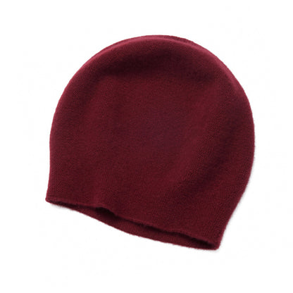 Luxurious 100% Merino Wool Knit Beanie with Stylish Rolled Edge - Unisex Fashionable Hat for Fall/Winter Wine Red Hat - Size undefined