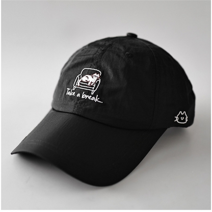 Take a Break Cat on Sofa Baseball Cap Ultra-Thin Quick-Dry Embroidered Hat