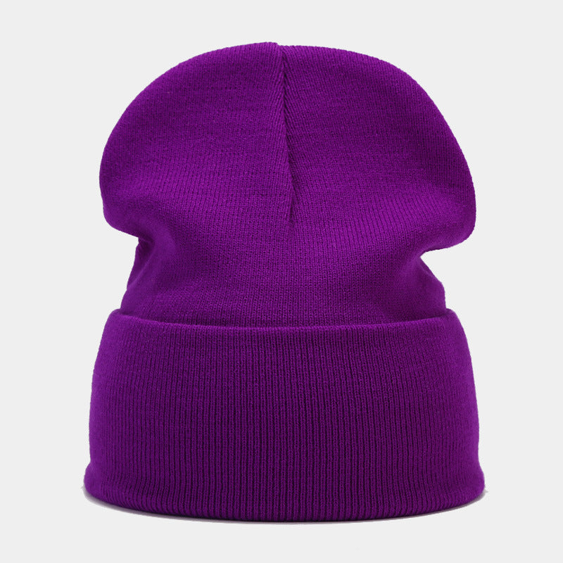 "High-Quality Knit Beanie for Men and Women - Stylish Outdoor Cold Hat for Fall/Winter, Solid Color, Trendy Warmth, Light Layers" 深紫色 Hat - Size undefined