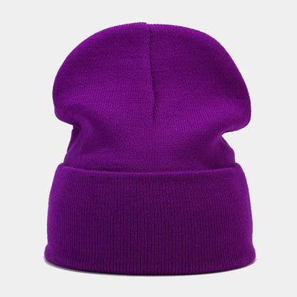 "High-Quality Knit Beanie for Men and Women - Stylish Outdoor Cold Hat for Fall/Winter, Solid Color, Trendy Warmth, Light Layers" 深紫色 Hat - Size undefined