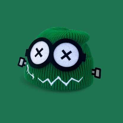 Glitch Robot Beanie - Tech-Inspired Knit Cap for Large Head Sizes | Windproof Commuter Hat