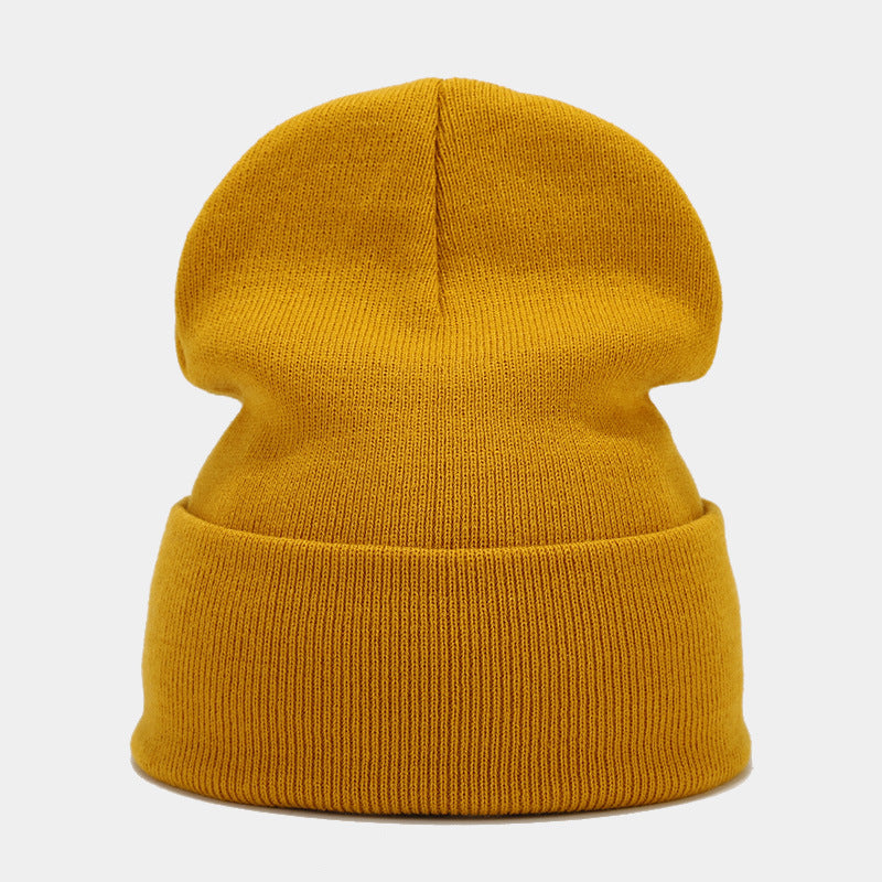 "High-Quality Knit Beanie for Men and Women - Stylish Outdoor Cold Hat for Fall/Winter, Solid Color, Trendy Warmth, Light Layers" 姜黄色 Hat - Size undefined