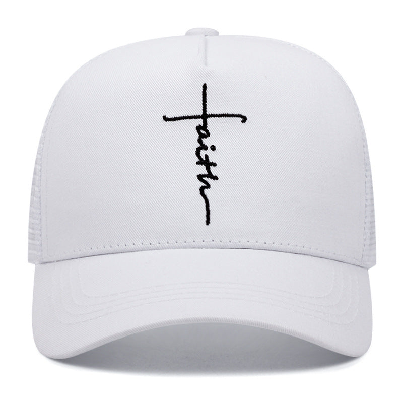 Faith Cross Embroidery Mesh Baseball Cap Hip Hop Unisex Dad  display picture 3
