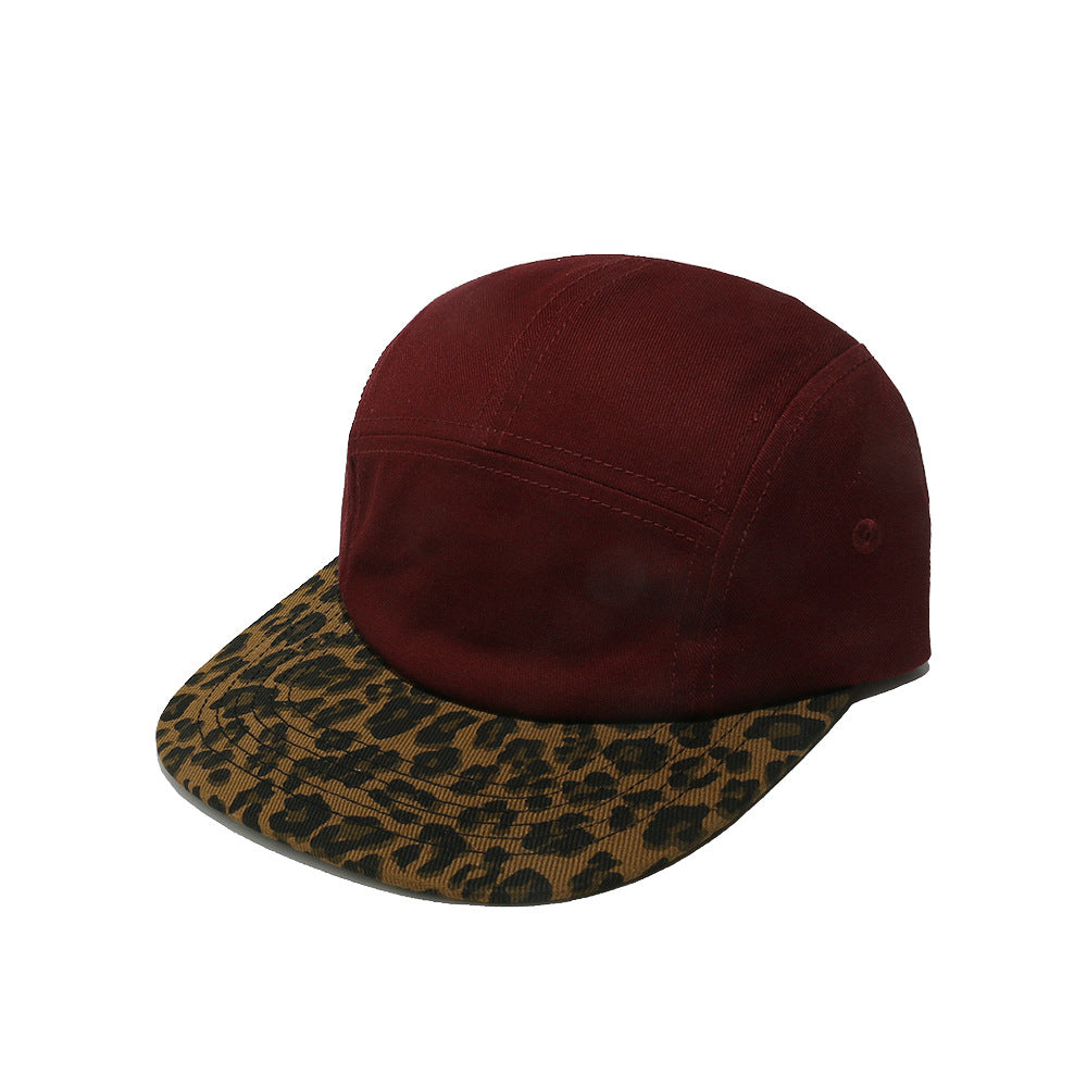5-Panel Leopard Print Camp Cap – Adjustable Metal Buckle, Unisex Streetwear Hat for Casual & Bold Style