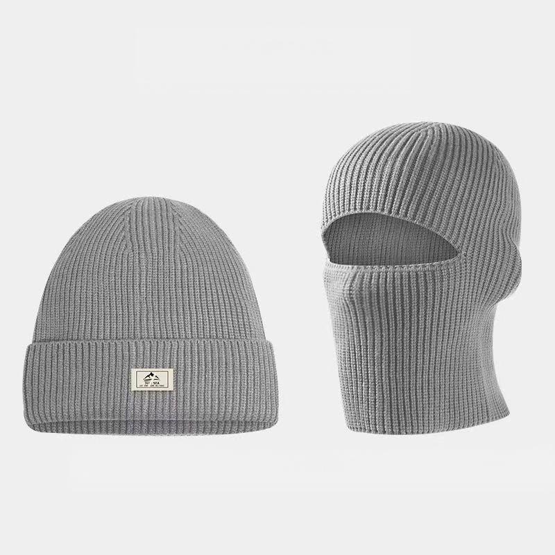 Unisex Winter Thickened Knitted Beanie & Balaclava 2-in-1, Men's Warm Cold-proof Headgear, Versatile Knit Hat Mask