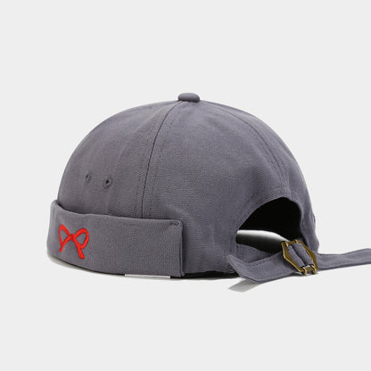 "Chic Butterfly Embroidered Felt Hat with Bow - Vintage Street Style, Korean Inspired, Fashionable Women's Cap" Misty Blue Hat - Size undefined