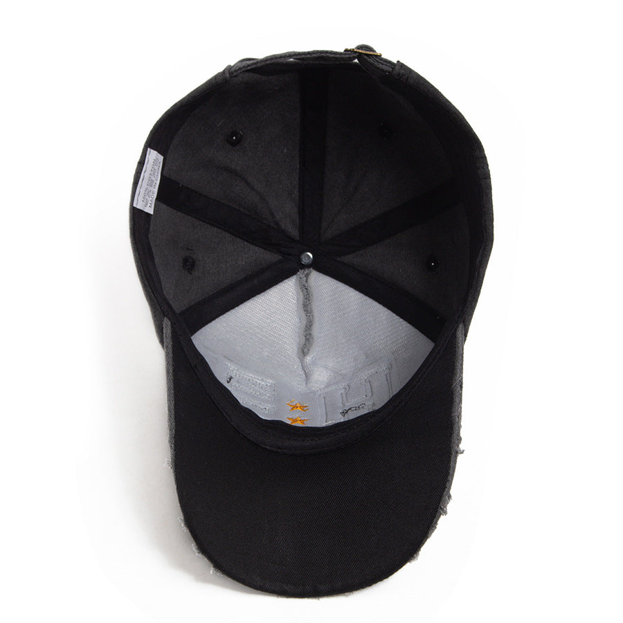 Vintage H NYC Distressed Baseball Cap - Washed Cotton Embroidered Retro Hat with Stars