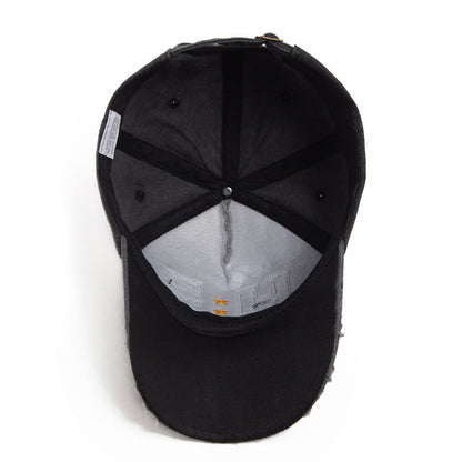 Vintage H NYC Distressed Baseball Cap - Washed Cotton Embroidered Retro Hat with Stars