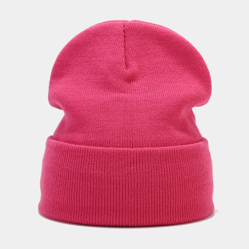 "High-Quality Knit Beanie for Men and Women - Stylish Outdoor Cold Hat for Fall/Winter, Solid Color, Trendy Warmth, Light Layers" 深粉红 Hat - Size undefined