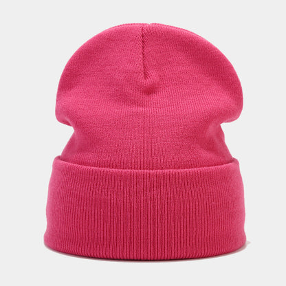 "High-Quality Knit Beanie for Men and Women - Stylish Outdoor Cold Hat for Fall/Winter, Solid Color, Trendy Warmth, Light Layers" 深粉红 Hat - Size undefined