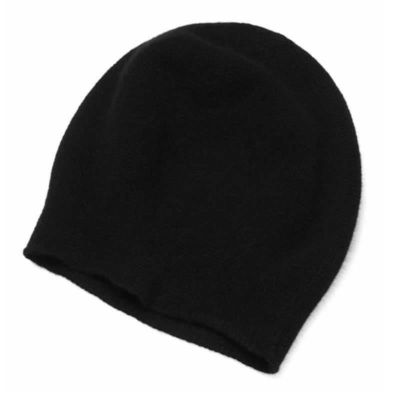 Luxurious 100% Merino Wool Knit Beanie with Stylish Rolled Edge - Unisex Fashionable Hat for Fall/Winter Black Hat - Size undefined