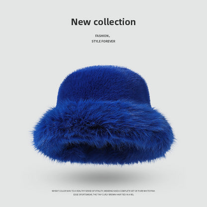 Pandaize Faux Rabbit Fur Bucket Hat for Women – Soft Plush Winter Hat, Warm & Stylish Cold Weather Accessory