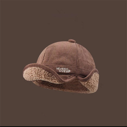 Pandaize Lamb Fleece Ear Flap Cap - Winter Thickened Cycling Aviator Hat with Embroidery