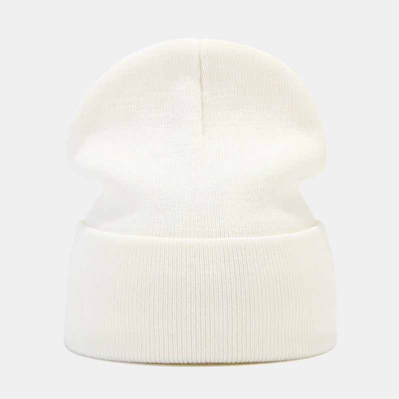 "High-Quality Knit Beanie for Men and Women - Stylish Outdoor Cold Hat for Fall/Winter, Solid Color, Trendy Warmth, Light Layers" 乳白色 Hat - Size undefined