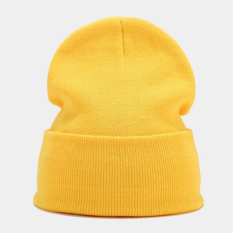 "High-Quality Knit Beanie for Men and Women - Stylish Outdoor Cold Hat for Fall/Winter, Solid Color, Trendy Warmth, Light Layers" Yellow Hat - Size undefined
