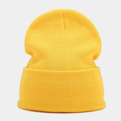 "High-Quality Knit Beanie for Men and Women - Stylish Outdoor Cold Hat for Fall/Winter, Solid Color, Trendy Warmth, Light Layers" Yellow Hat - Size undefined