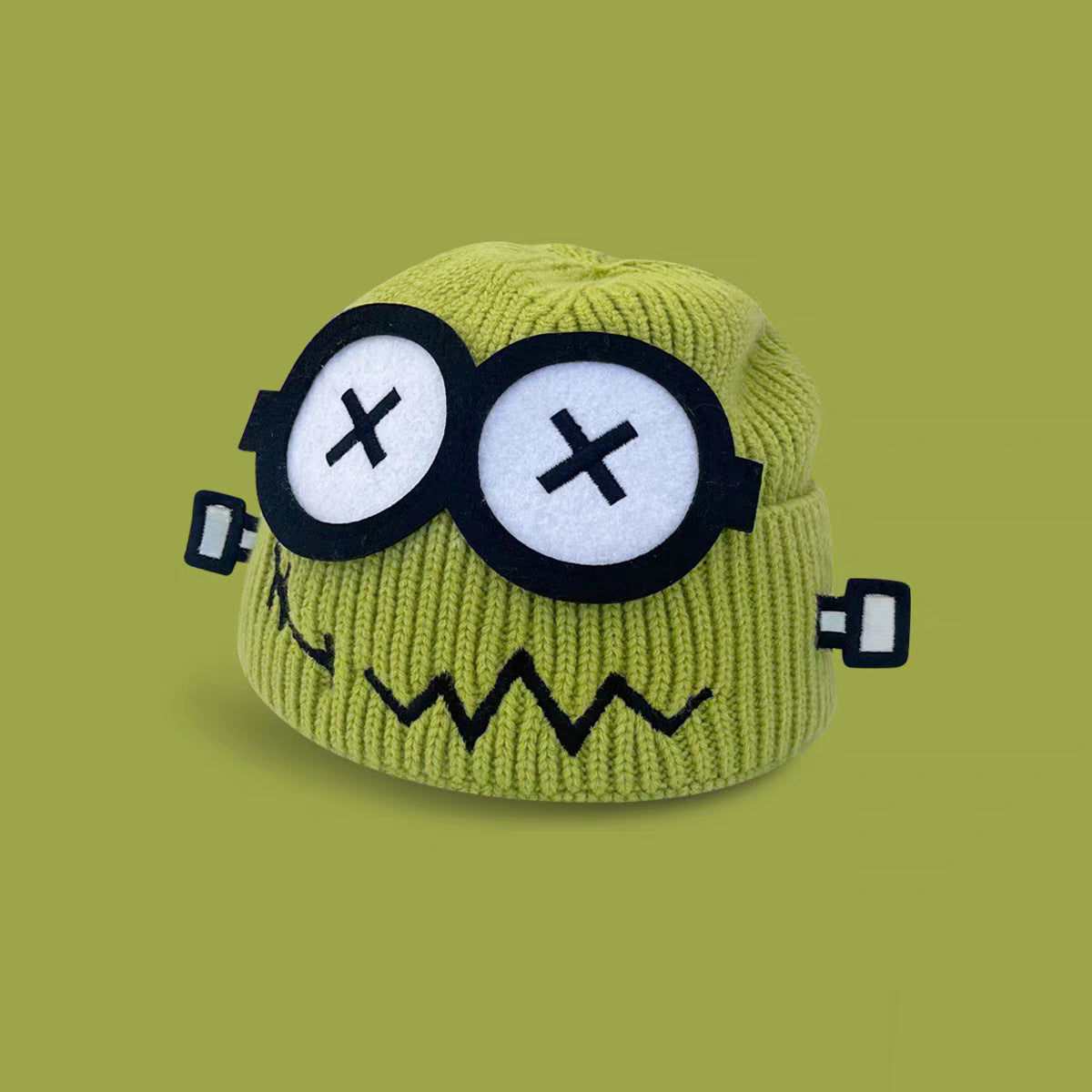 Glitch Robot Beanie - Tech-Inspired Knit Cap for Large Head Sizes | Windproof Commuter Hat
