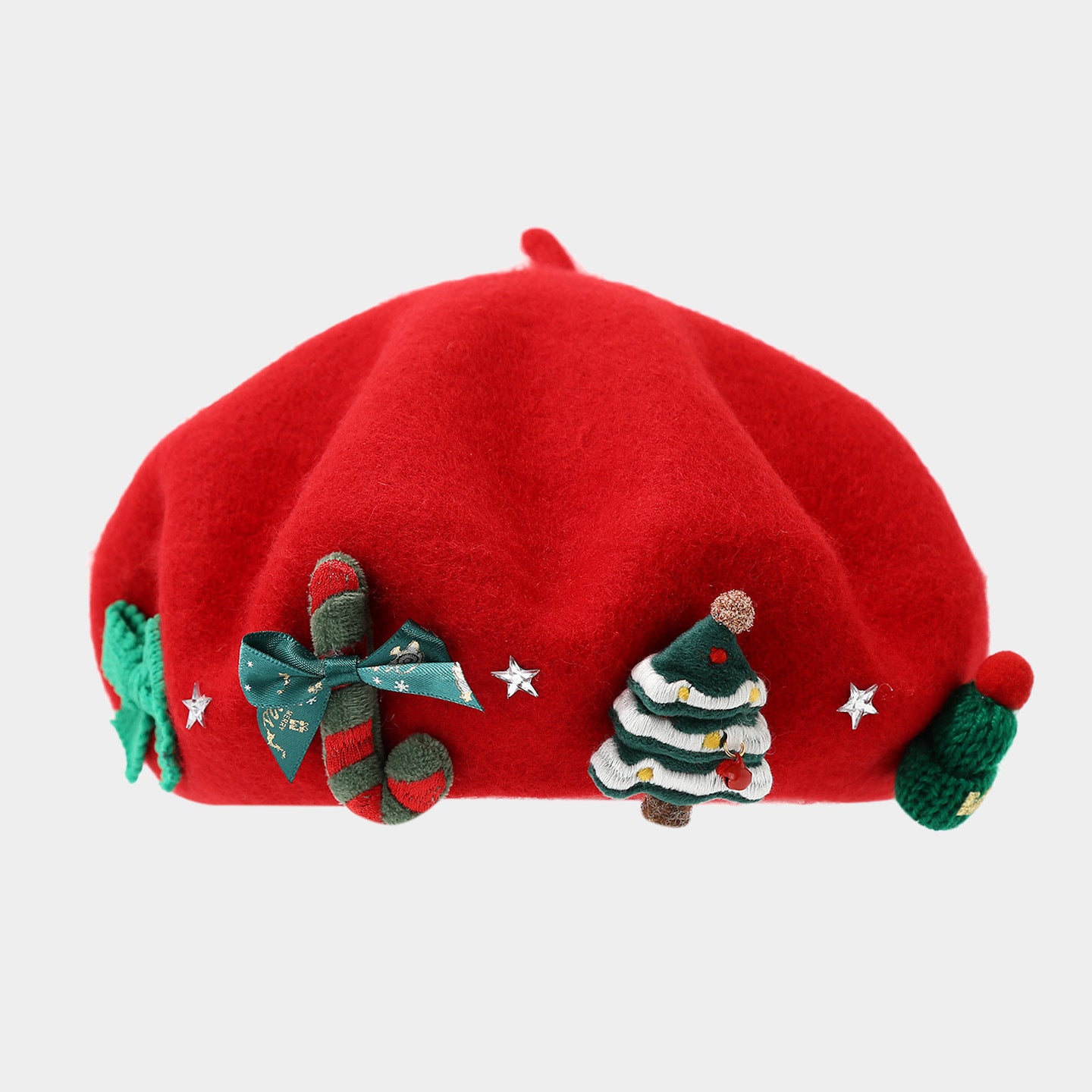 Winter Faux Rabbit Fur Beret - Christmas Themed, Wide Brim, Warm for Commute & Festive Events