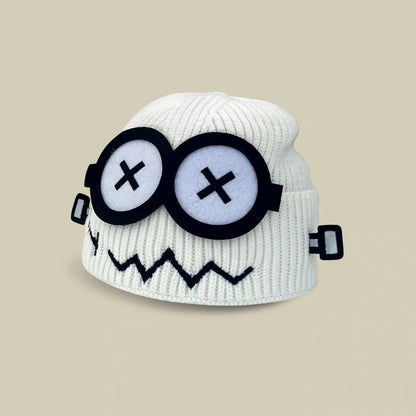 Glitch Robot Beanie - Tech-Inspired Knit Cap for Large Head Sizes | Windproof Commuter Hat