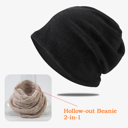 Pandaize Summer Breathable Hollow-out Slouchy Beanie | 2-in-1 Beanie & Neck Warmer