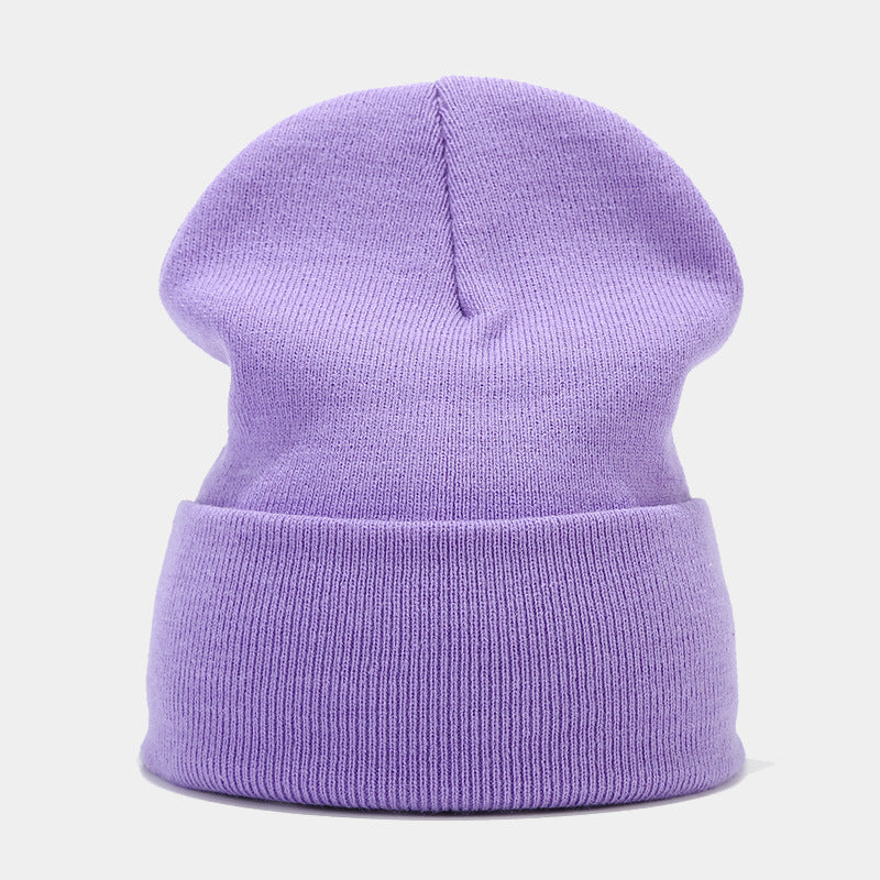 "High-Quality Knit Beanie for Men and Women - Stylish Outdoor Cold Hat for Fall/Winter, Solid Color, Trendy Warmth, Light Layers" Light Purple Hat - Size undefined
