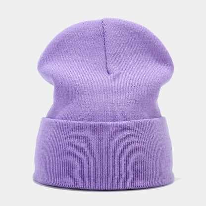 "High-Quality Knit Beanie for Men and Women - Stylish Outdoor Cold Hat for Fall/Winter, Solid Color, Trendy Warmth, Light Layers" Light Purple Hat - Size undefined