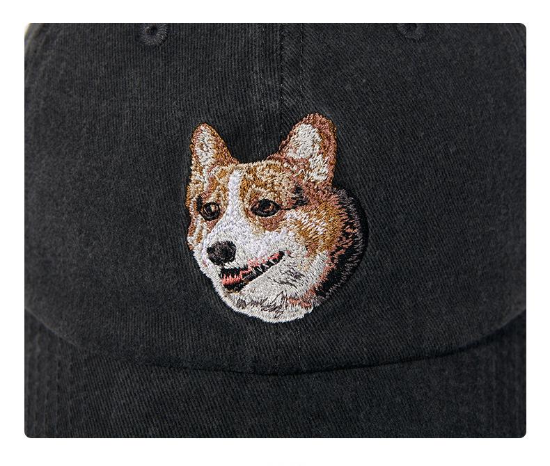 Gorra de béisbol vintage negra lavada con bordado de perro | Gorra ajustable para amantes de las mascotas