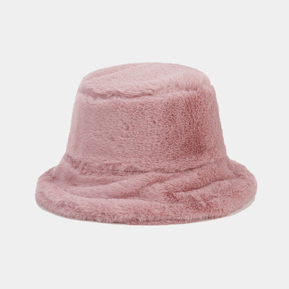 "Retro Chic Fleece Bucket Hat for Women: Cozy Style with a Touch of Japanese Influence, Perfect for Autumn and Winter Wardrobe" Light Pink Hat - Size undefined