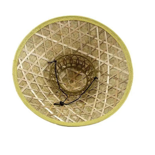 つばの広い竹製麦わら帽子 – 屋外での紫外線対策、ガーデニング、釣り、ダンスパフォーマンス、衣装小道具などに最適な、伝統的なアジアのサンハット。