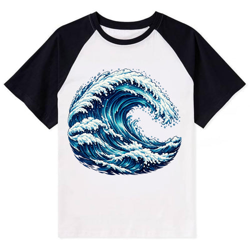 Ocean Wave - Contrast Raglan T-shirt
