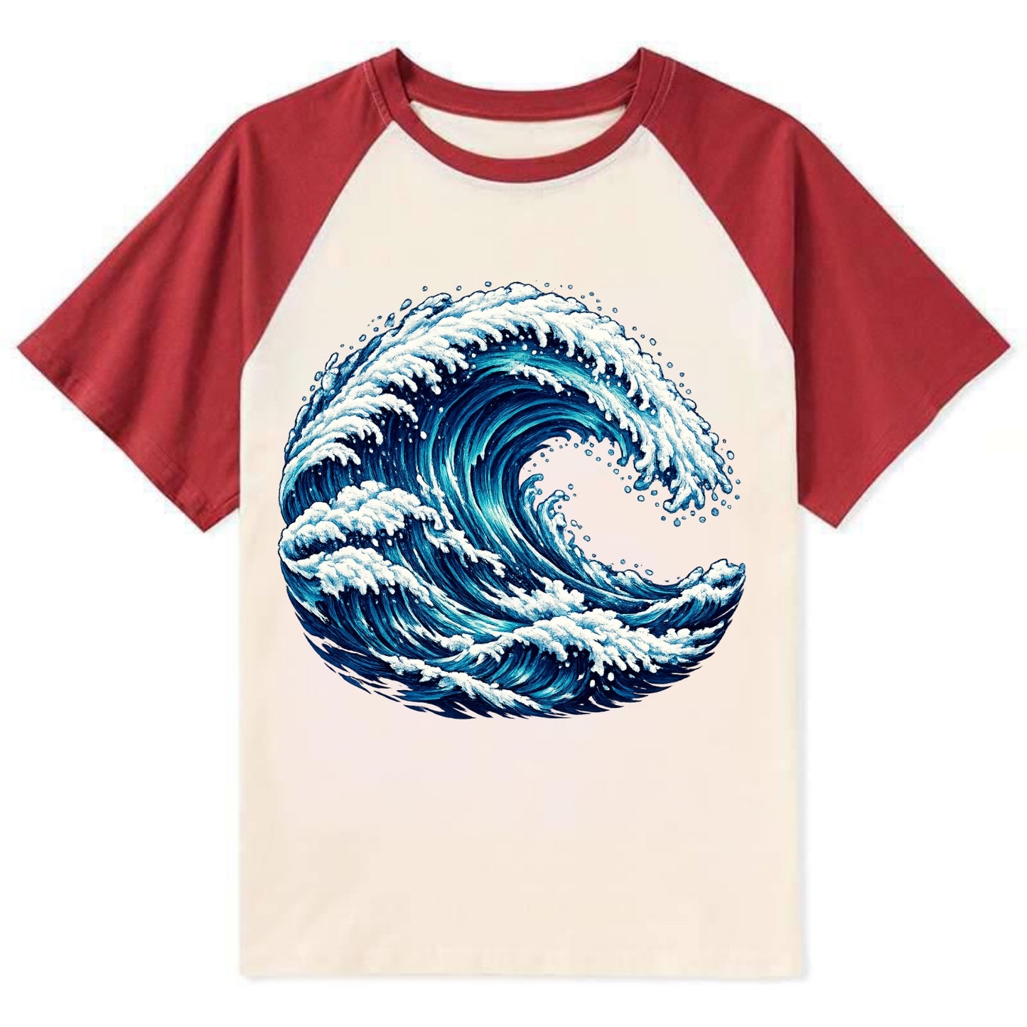 Ocean Wave - Contrast Raglan T-shirt