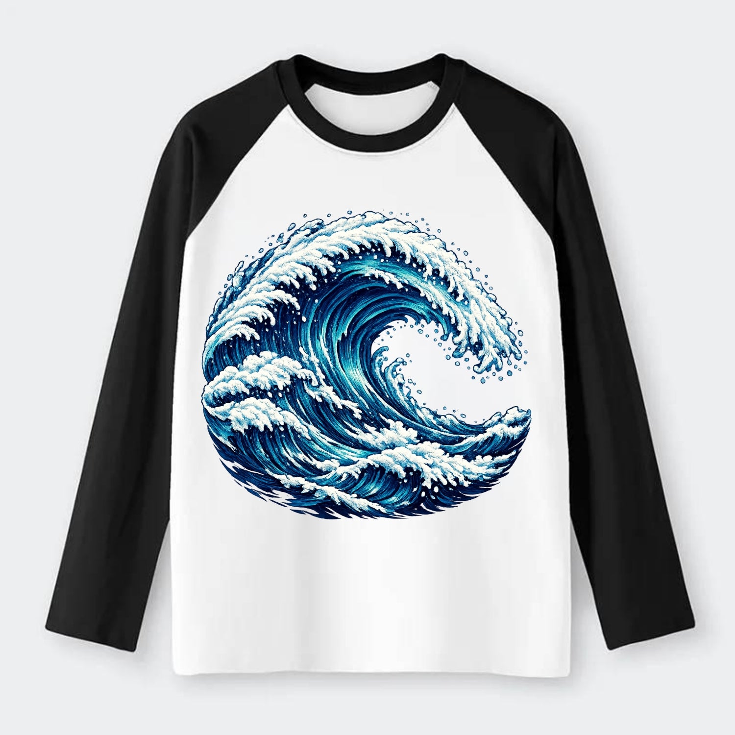 Ocean Wave - Raglan Long Sleeve T-Shirt