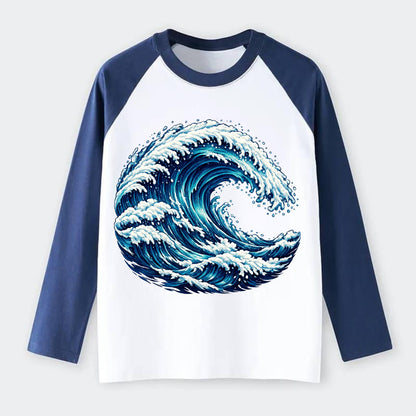 Ocean Wave - Raglan Long Sleeve T-Shirt