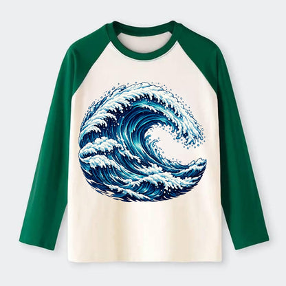 Ocean Wave - Raglan Long Sleeve T-Shirt