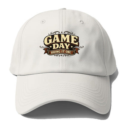 Bold typography design - "GAME DAY" - competition ready, bring it on - Baseball Cap For Big Heads - Off White