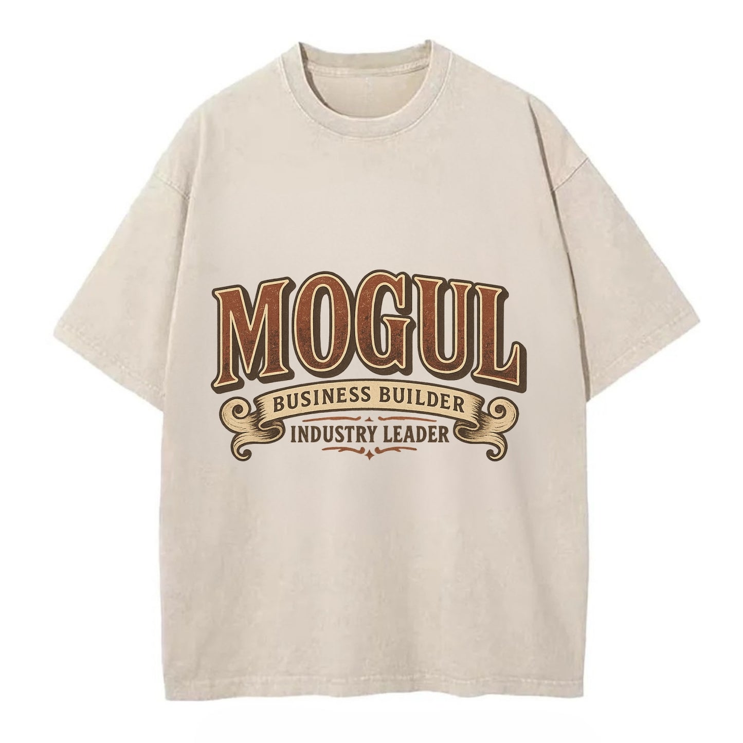 Bold typography design - "MOGUL" - business builder, industry leader - Vintage T-shirt - Off White