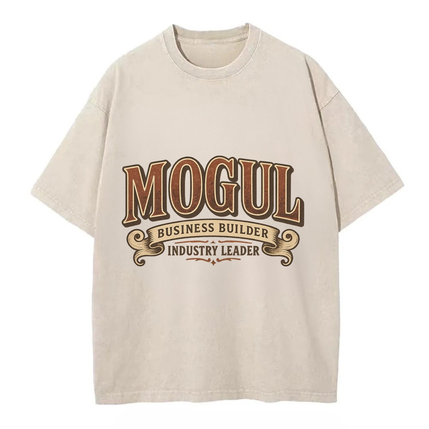 Bold typography design - "MOGUL" - business builder, industry leader - Vintage T-shirt - Off White
