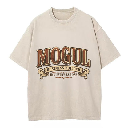 Bold typography design - "MOGUL" - business builder, industry leader - Vintage T-shirt - Off White