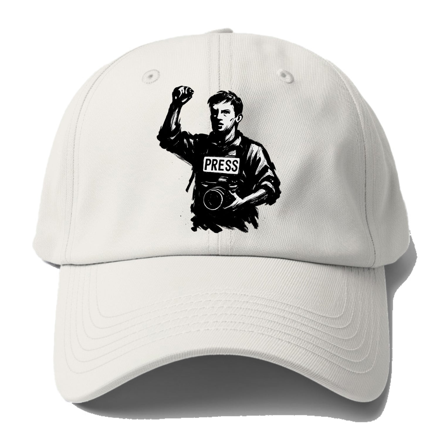Journalist with camera - press freedom ink painting - Baseball Cap - Off White