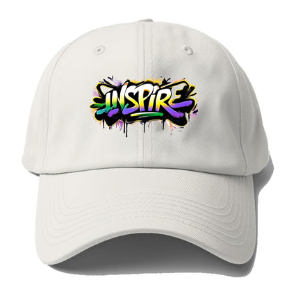 Bold typography design - "INSPIRE" - motivating others, being the spark - Baseball Cap For Big Heads - Off White