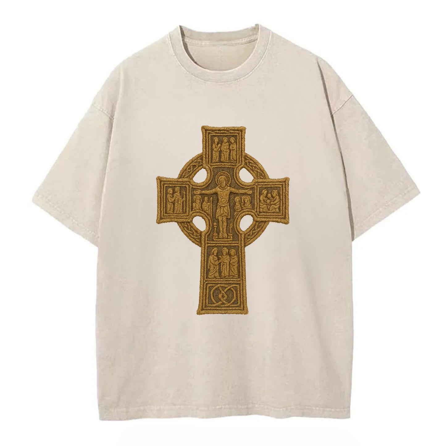 Monasterboice Cross - Vintage T-shirt - Off White