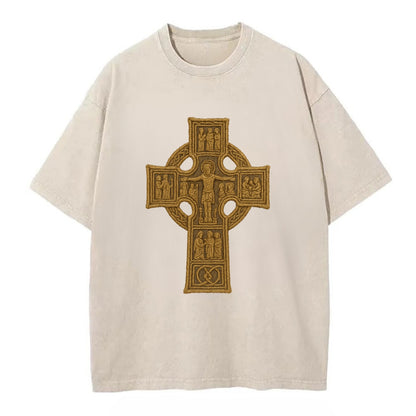 Monasterboice Cross - Vintage T-shirt - Off White