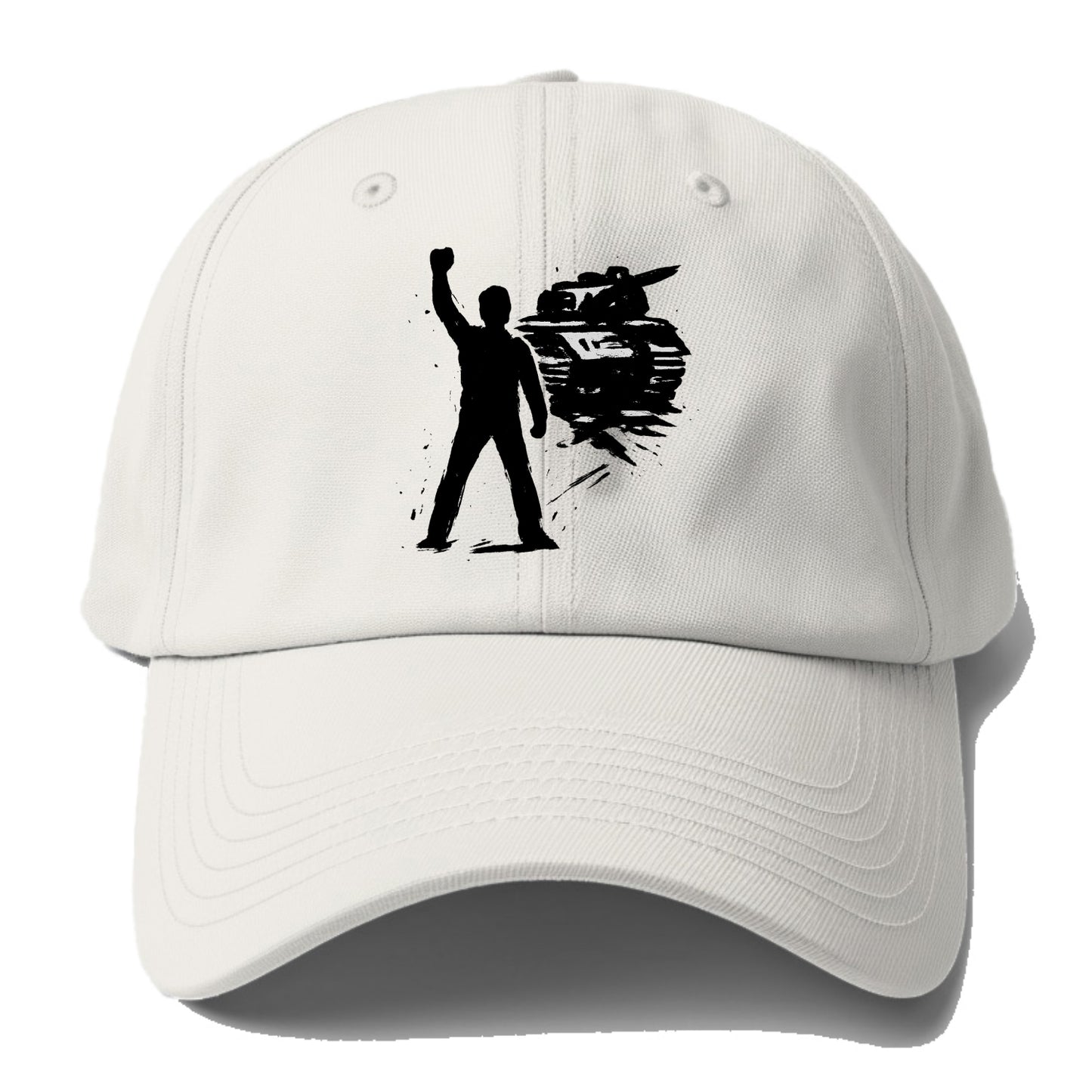 Single figure standing against tank - courage and resistance ink art - Baseball Cap - Off White