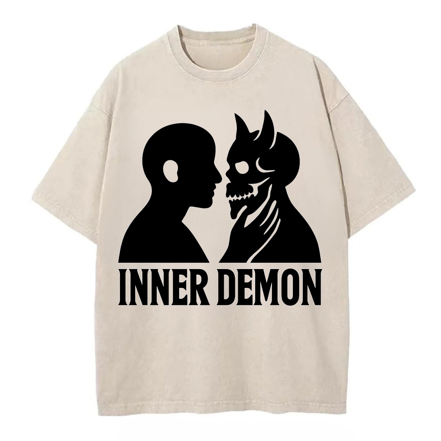 Inner Demon - Figure confronting shadow Vintage T-shirt - Off White