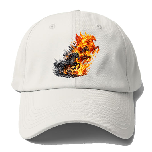INFERNO STALLION | Horse made entirely of living flames | Blazing mane and tail | - Baseball Cap - Off White