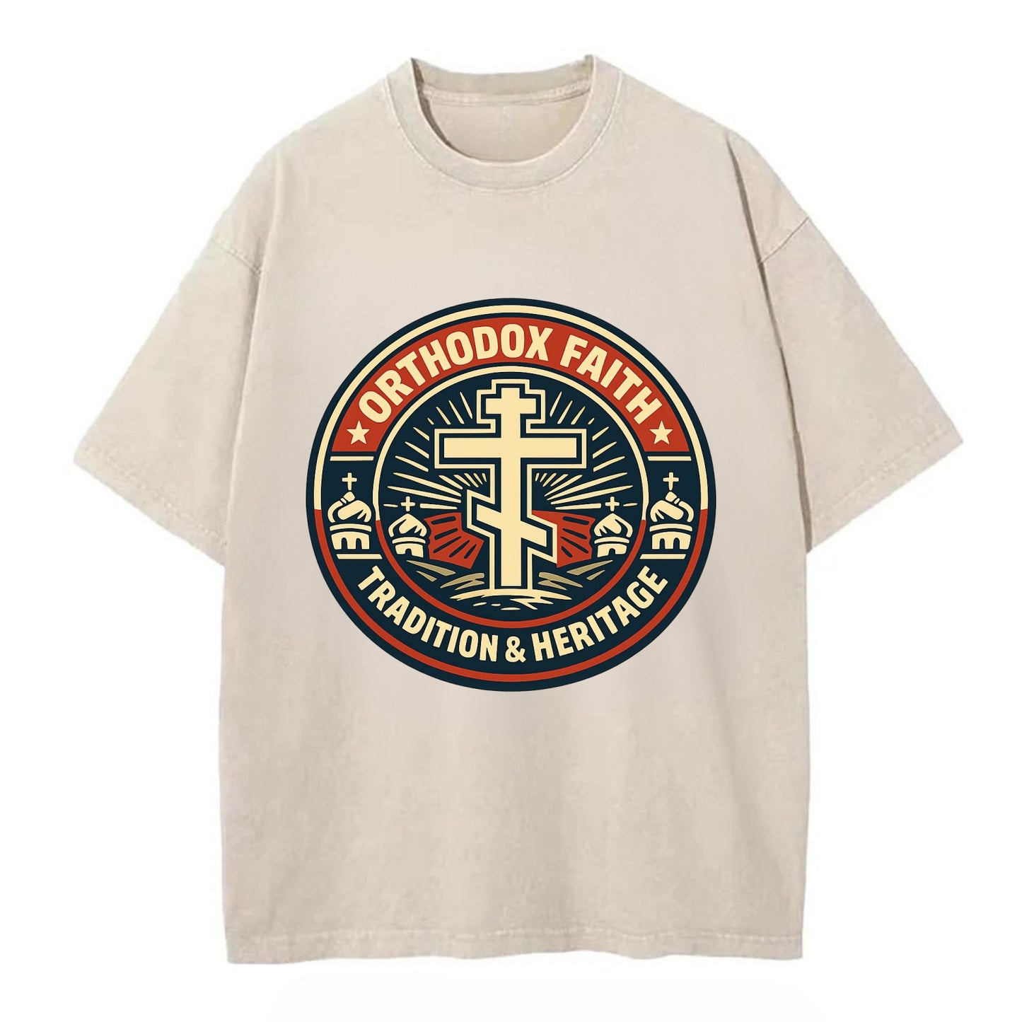 Faithful Heritage Emblem - Vintage T-shirt - Off White