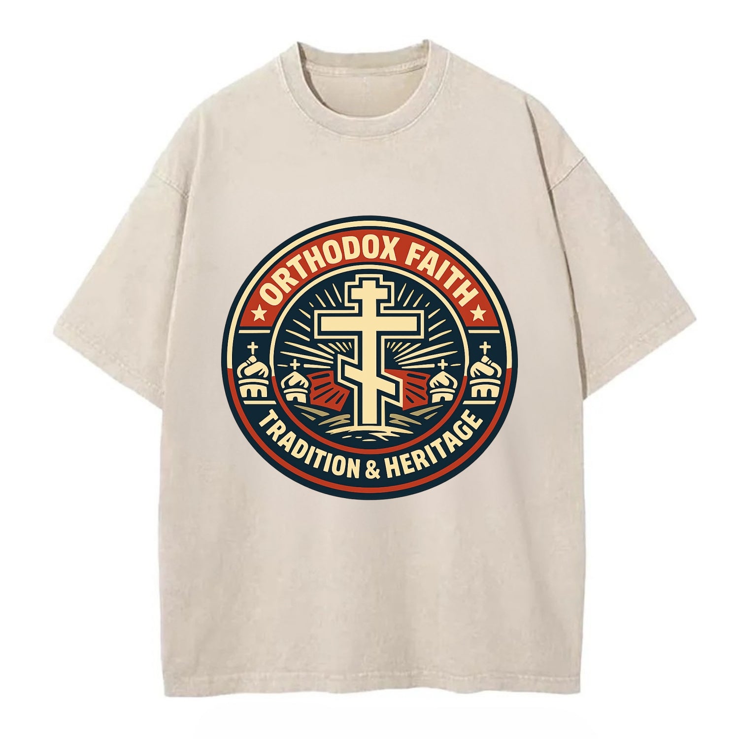 Faithful Heritage Emblem - Vintage T-shirt - Off White