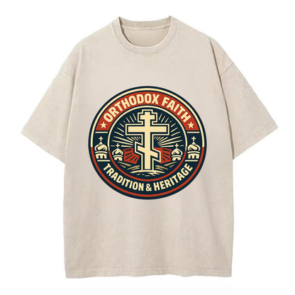 Faithful Heritage Emblem - Vintage T-shirt - Off White