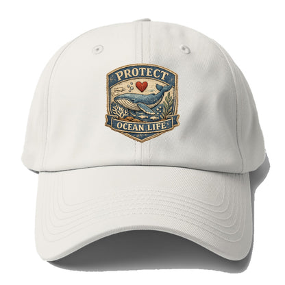 PROTECT OCEAN LIFE - whale with heart in blue , marine conservation - Baseball Cap For Big Heads - Off White